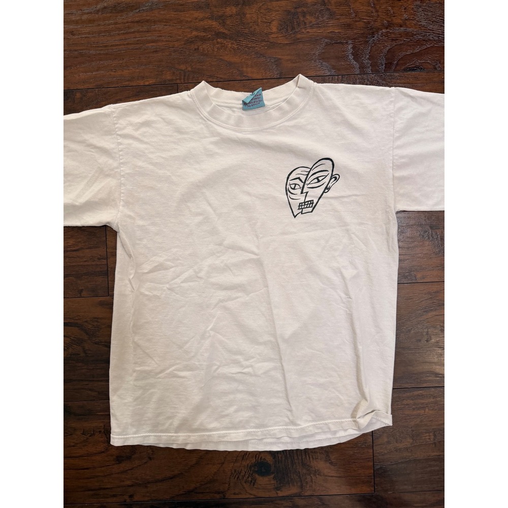 Vintage The Headhunter Graphic T-Shirt White Face Art Distressed Mens Large